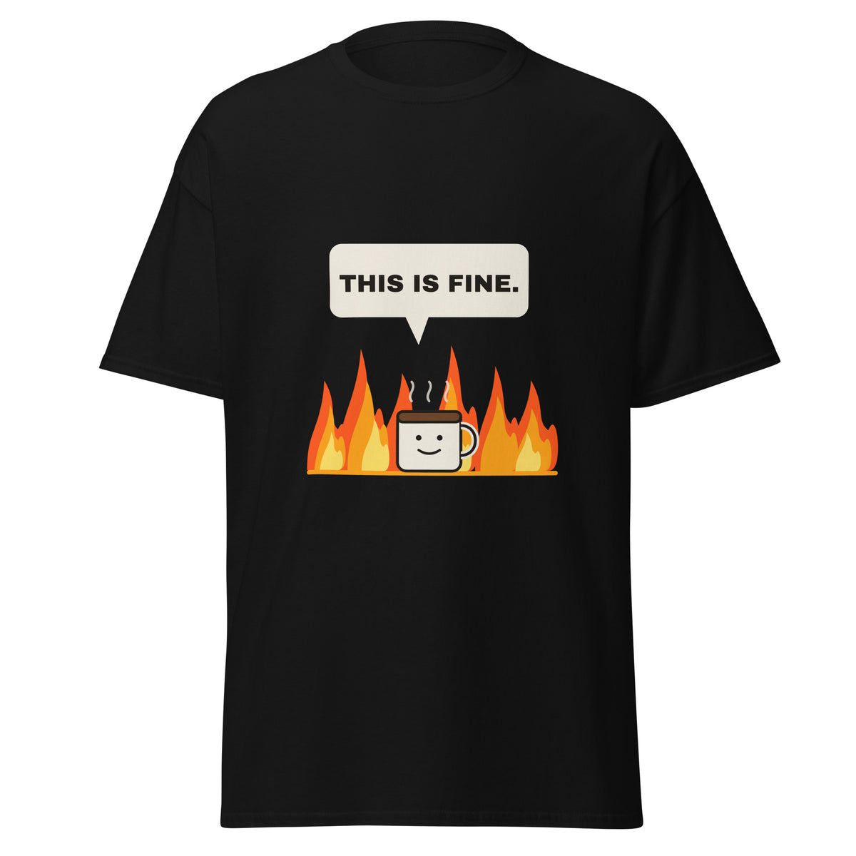 This Is Fine T-shirt i svart, framsida
