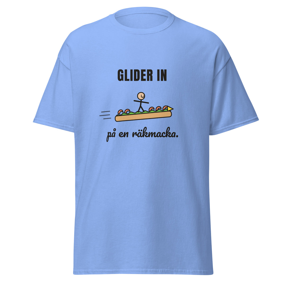 Räkmacka T-shirt i ljusblått, framsida