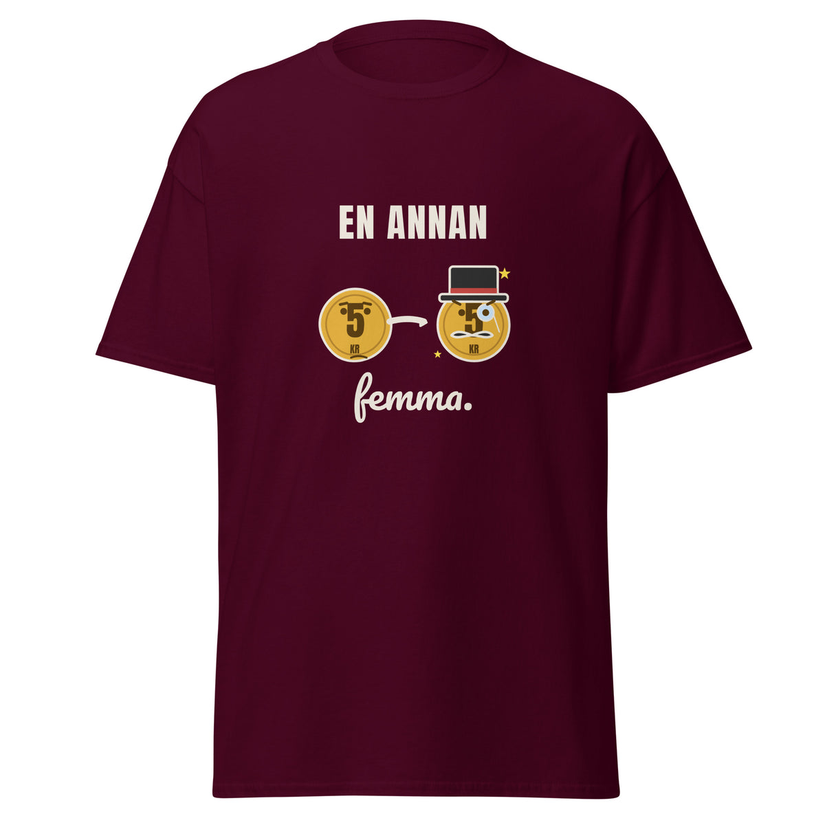En annan femma T-shirt i vinrött, framsida