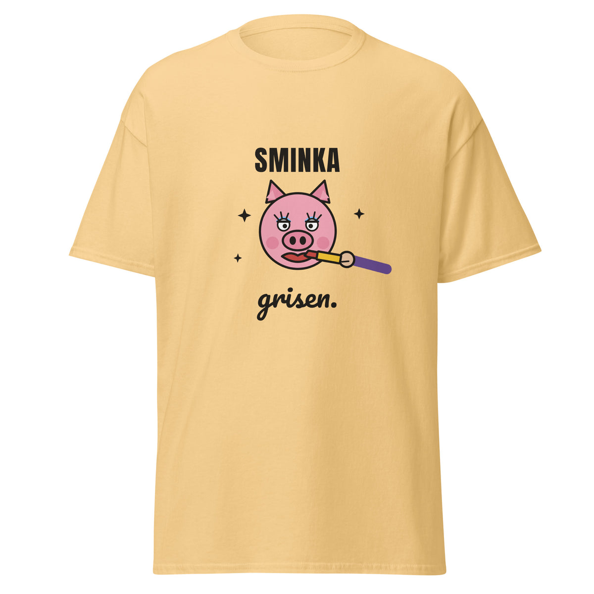 Sminka grisen T-shirt i ljusgult, framsida