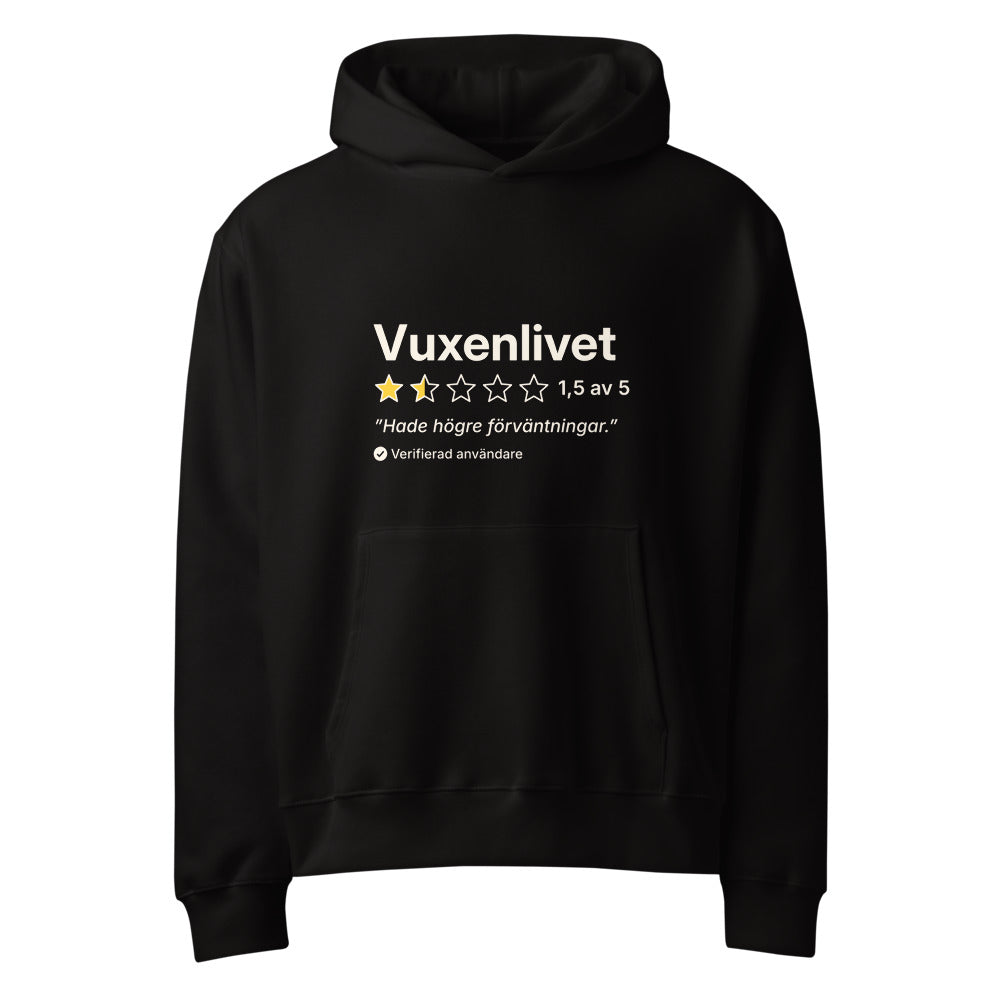 Vuxenlivet Hoodie för herr i svart, framsida
