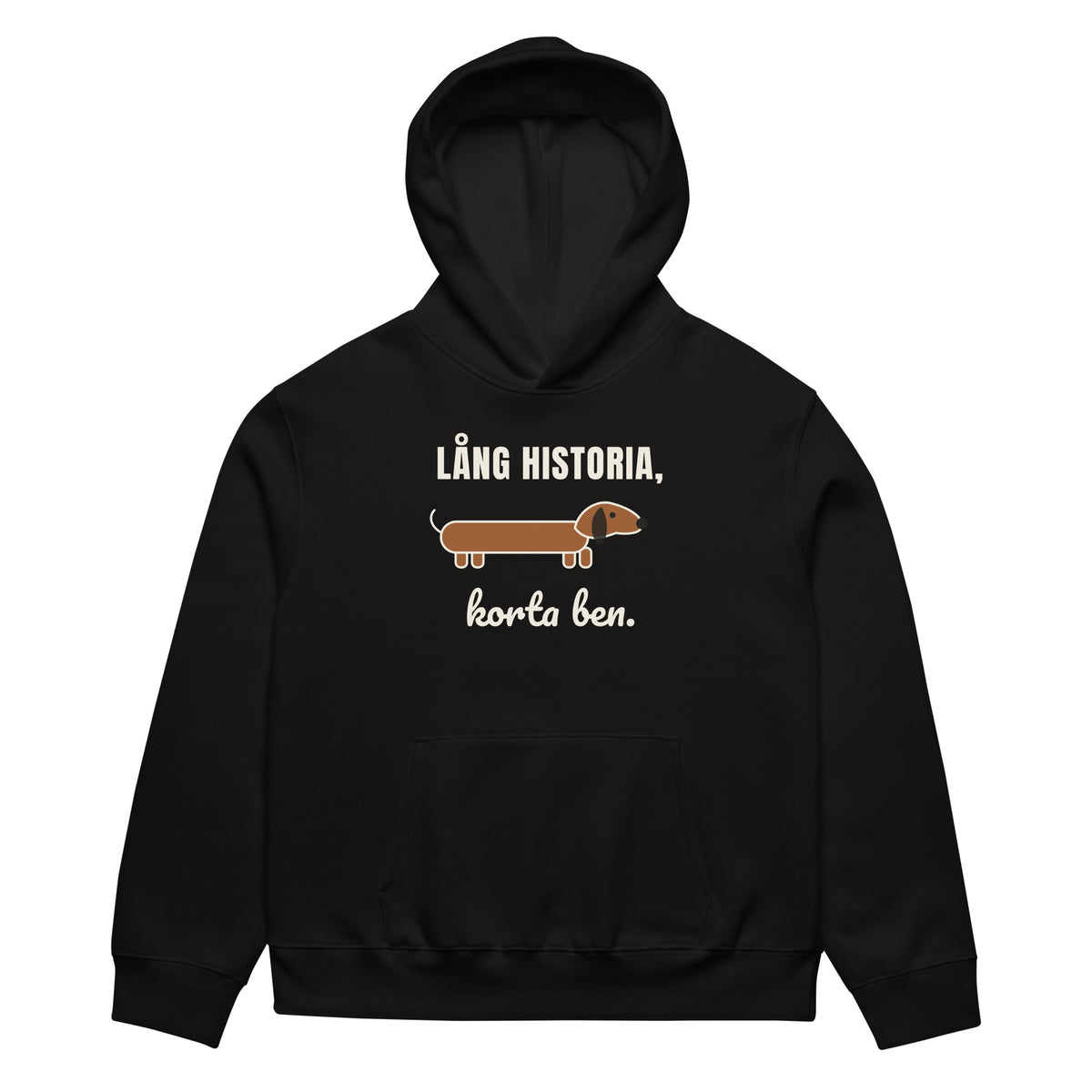 Lång historia Hoodie för herr i svart, framsida