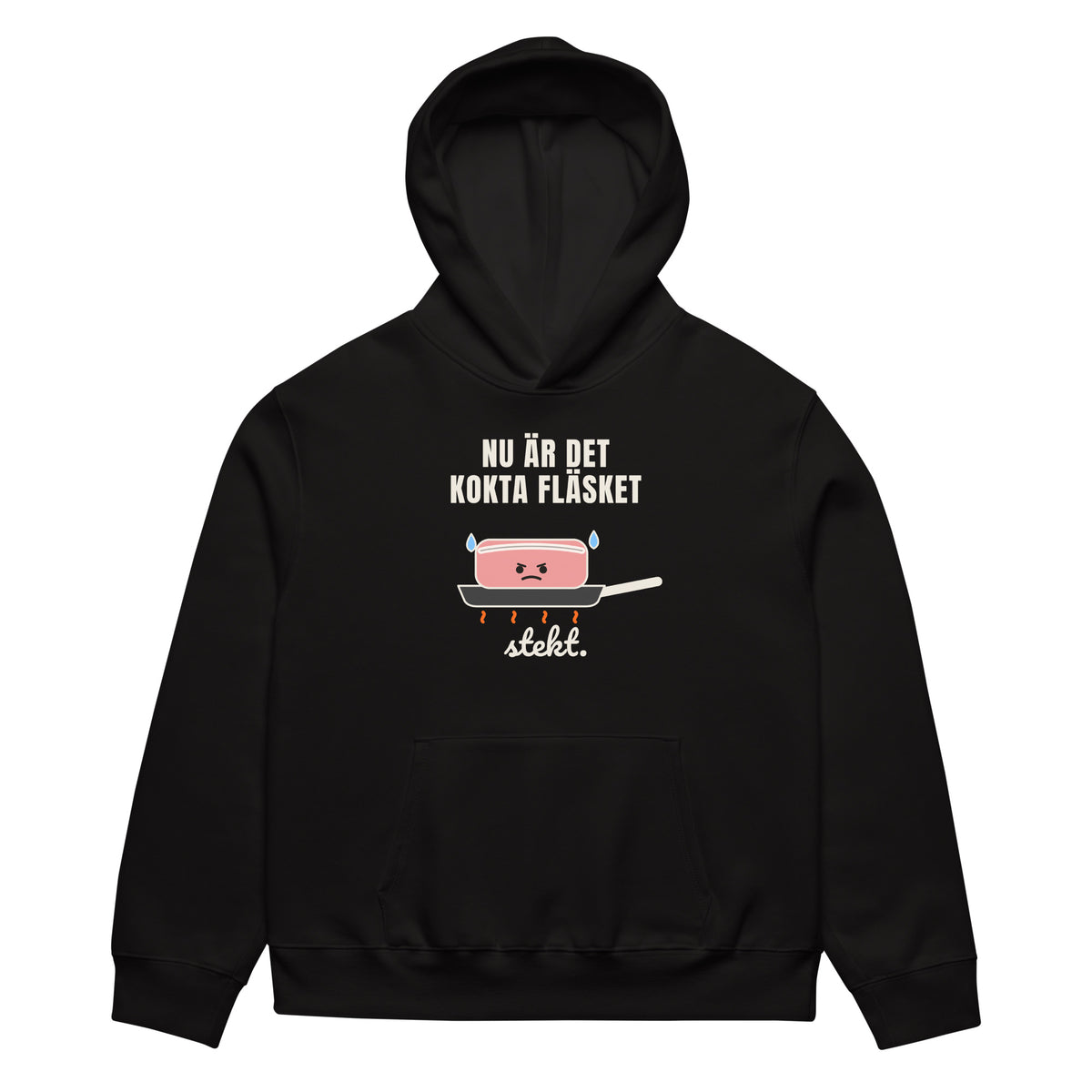 Kokta fläsket Hoodie för herr i svart, framsida