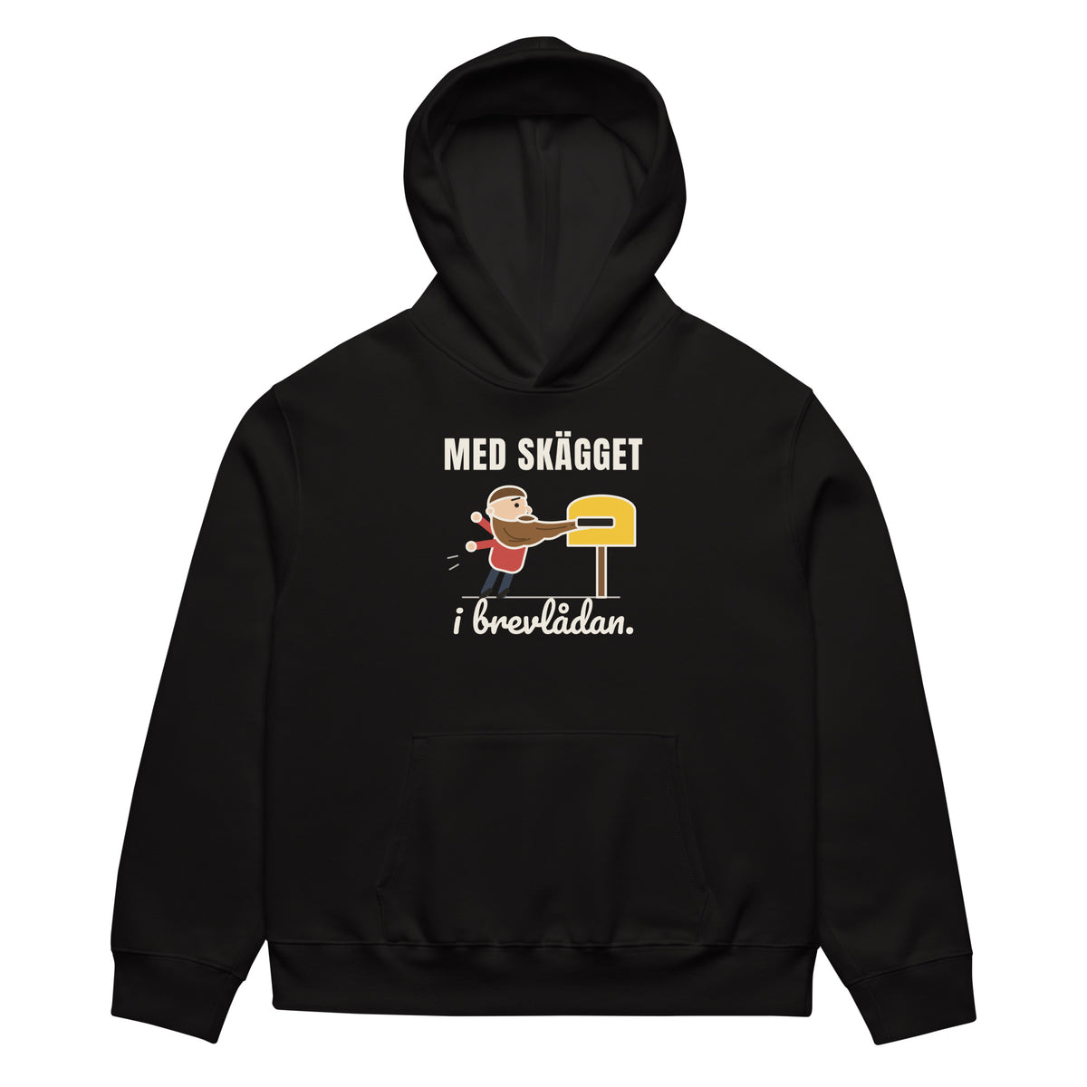 Med skägget i brevlådan Hoodie för herr i svart, framsida