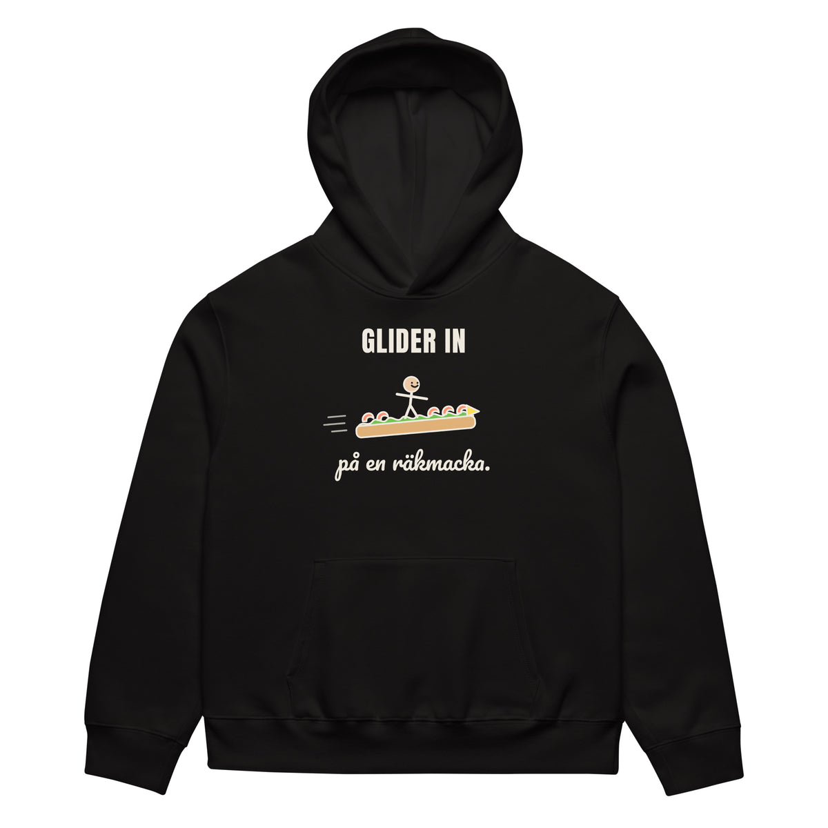 Räkmacka Hoodie för herr i svart, framsida