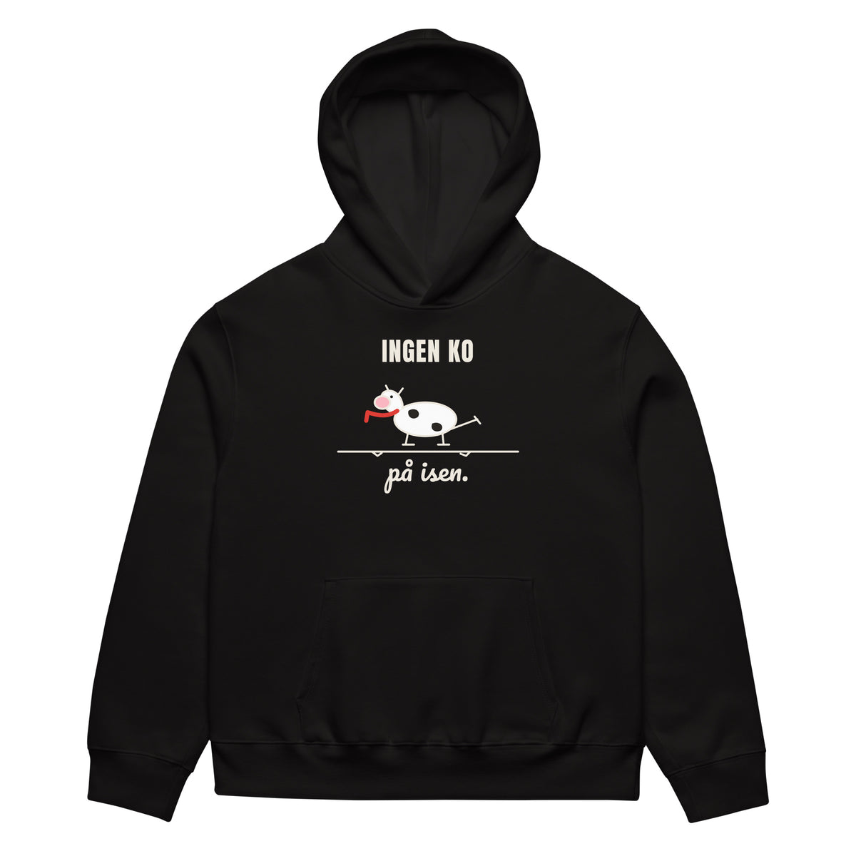Ingen ko på isen Hoodie för herr i svart, framsida