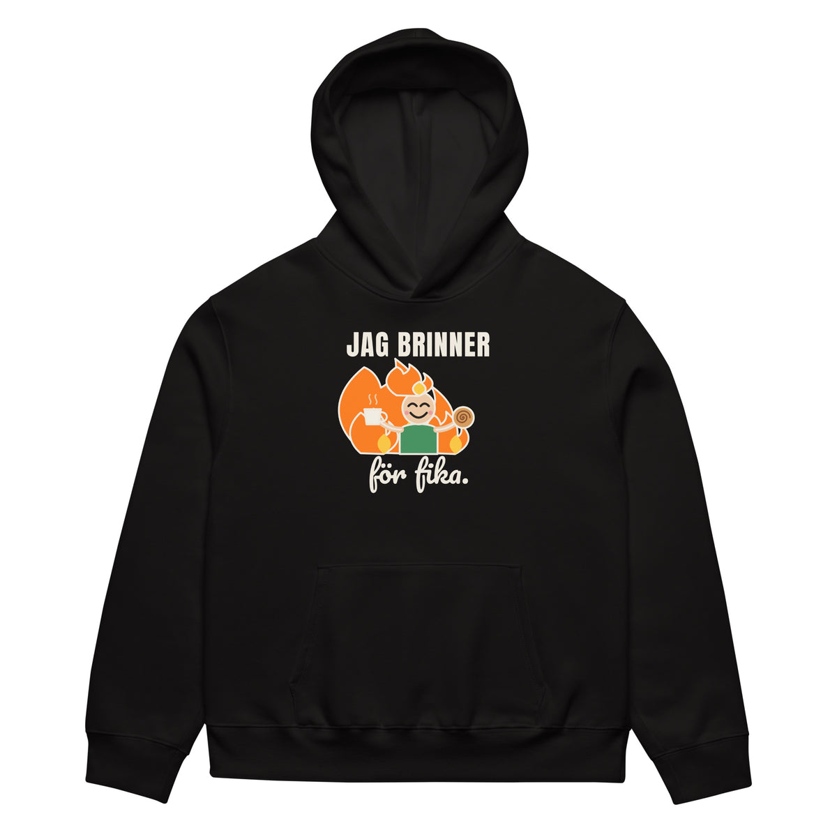 Jag brinner för fika Hoodie för herr i svart, framsida