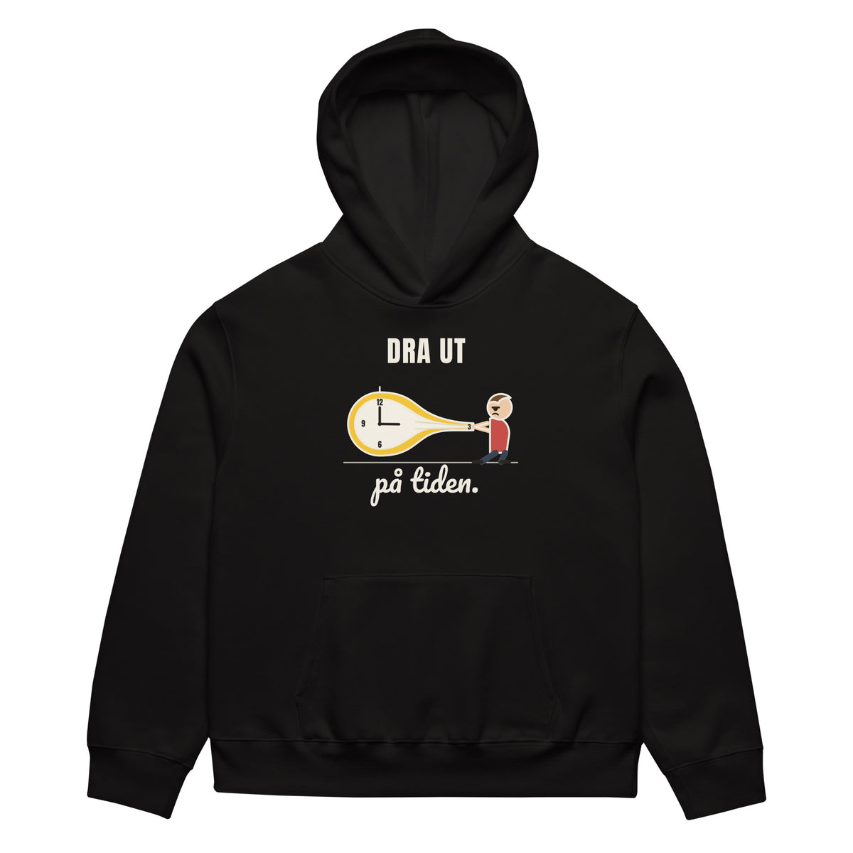 Dra ut på tiden Hoodie för herr i svart, framsida