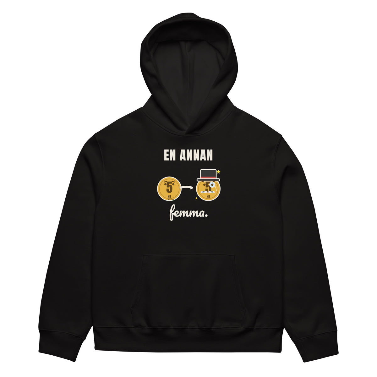 En annan femma Hoodie för herr i svart, framsida