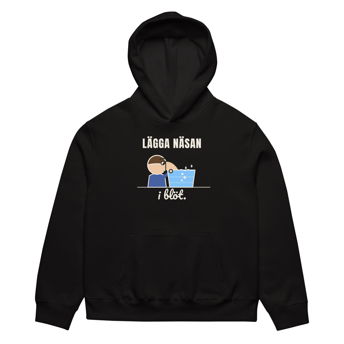 Lägga näsan i blöt Hoodie för herr i svart, framsida
