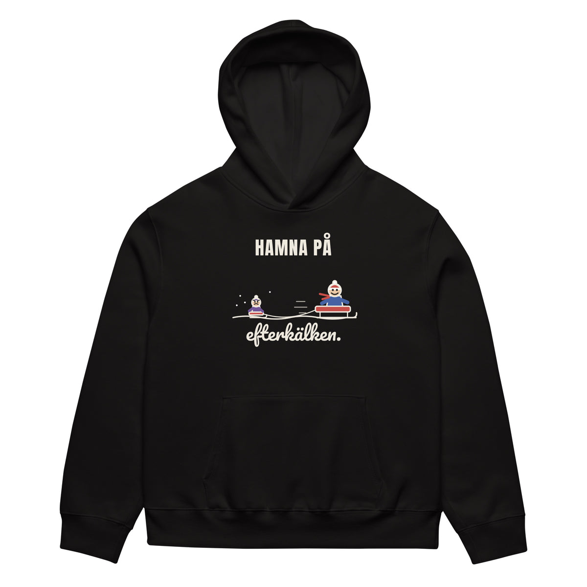 Hamna på efterkälken Hoodie för herr i svart, framsida