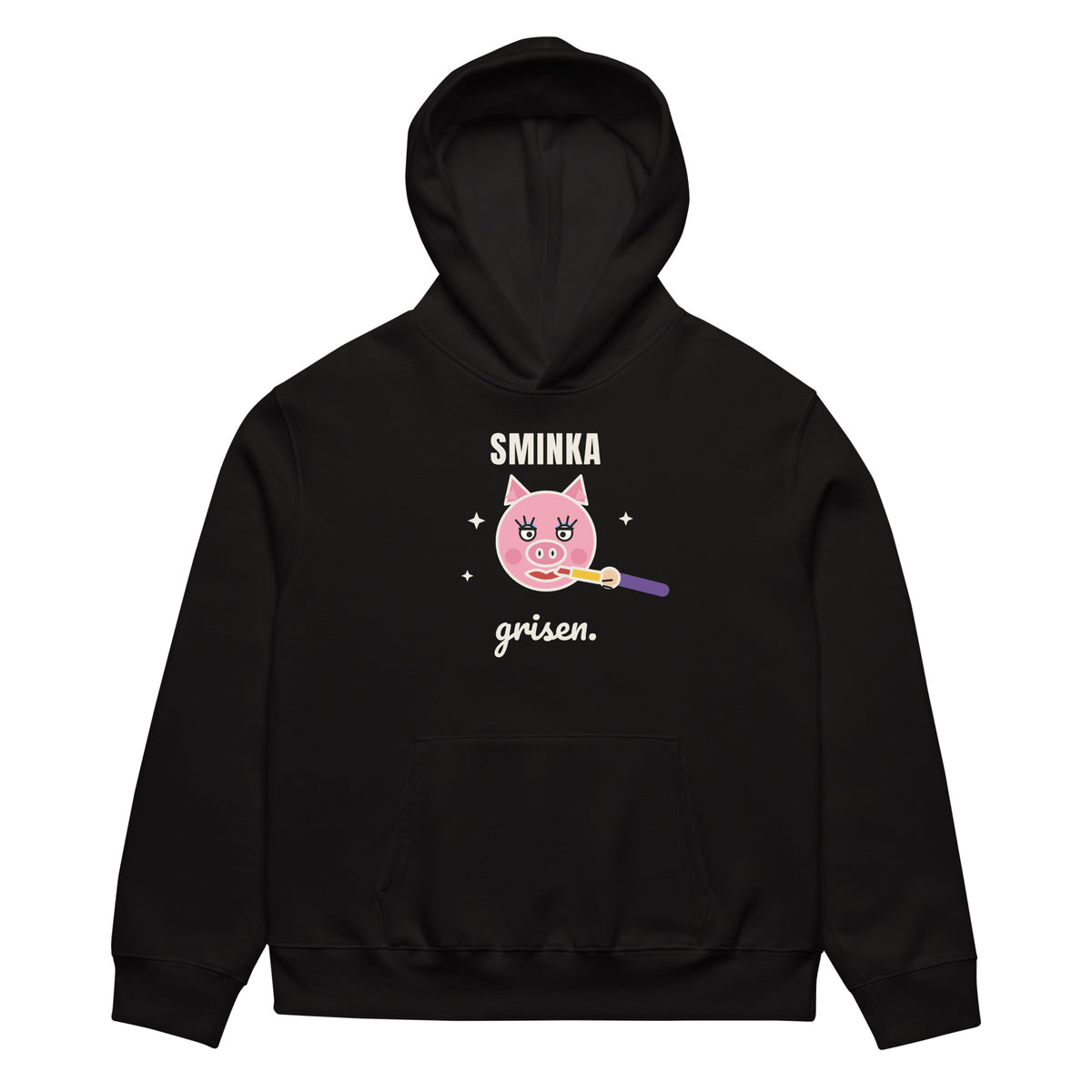 Sminka grisen Hoodie för herr i svart, framsida