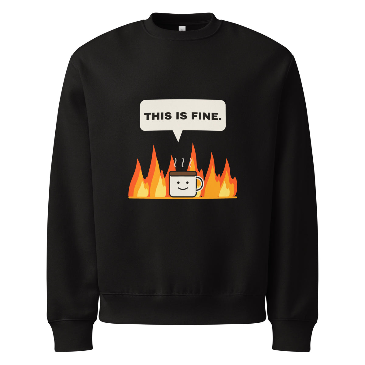 This Is Fine sweatshirt för herr i svart, framsida