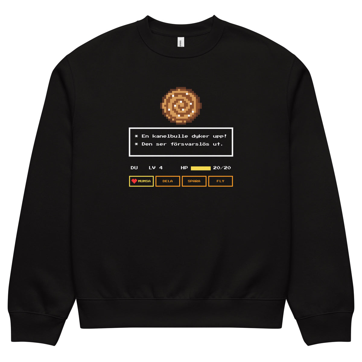 Kanelbulle sweatshirt för herr i svart, framsida