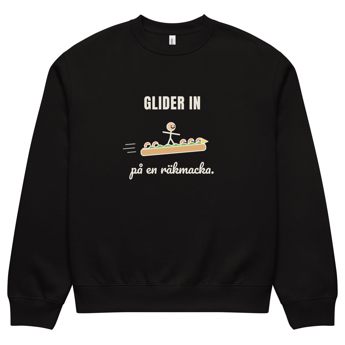 Räkmacka sweatshirt för herr i svart, framsida