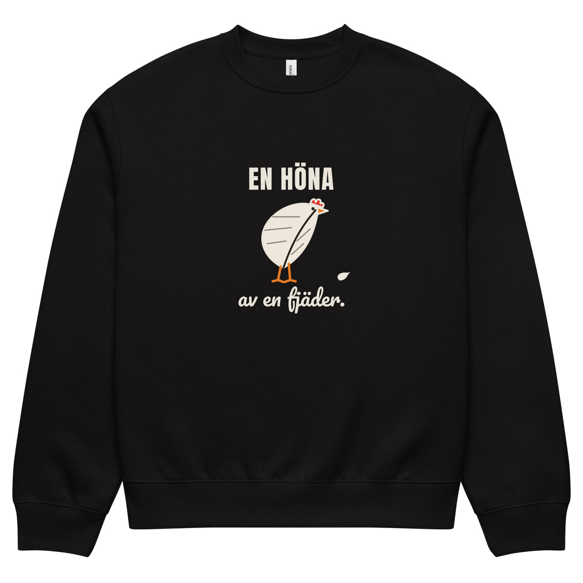En höna av en fjäder sweatshirt för herr i svart, framsida