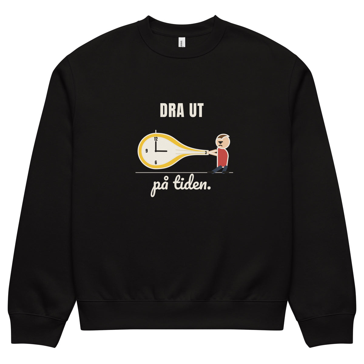 Dra ut på tiden sweatshirt för herr i svart, framsida