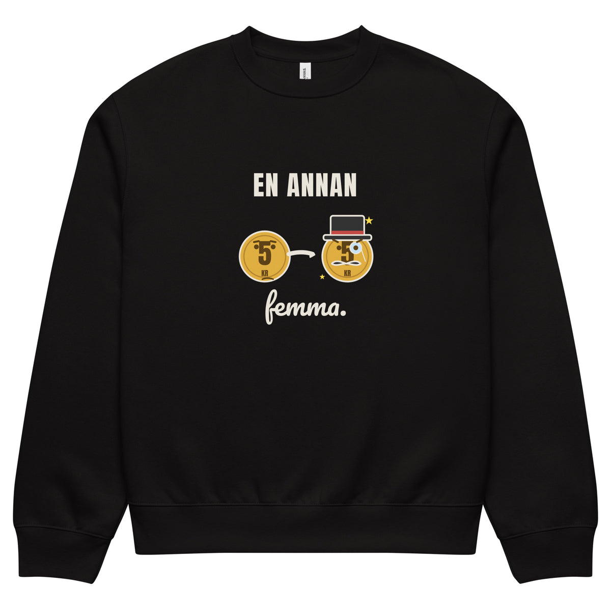 En annan femma sweatshirt för herr i svart, framsida