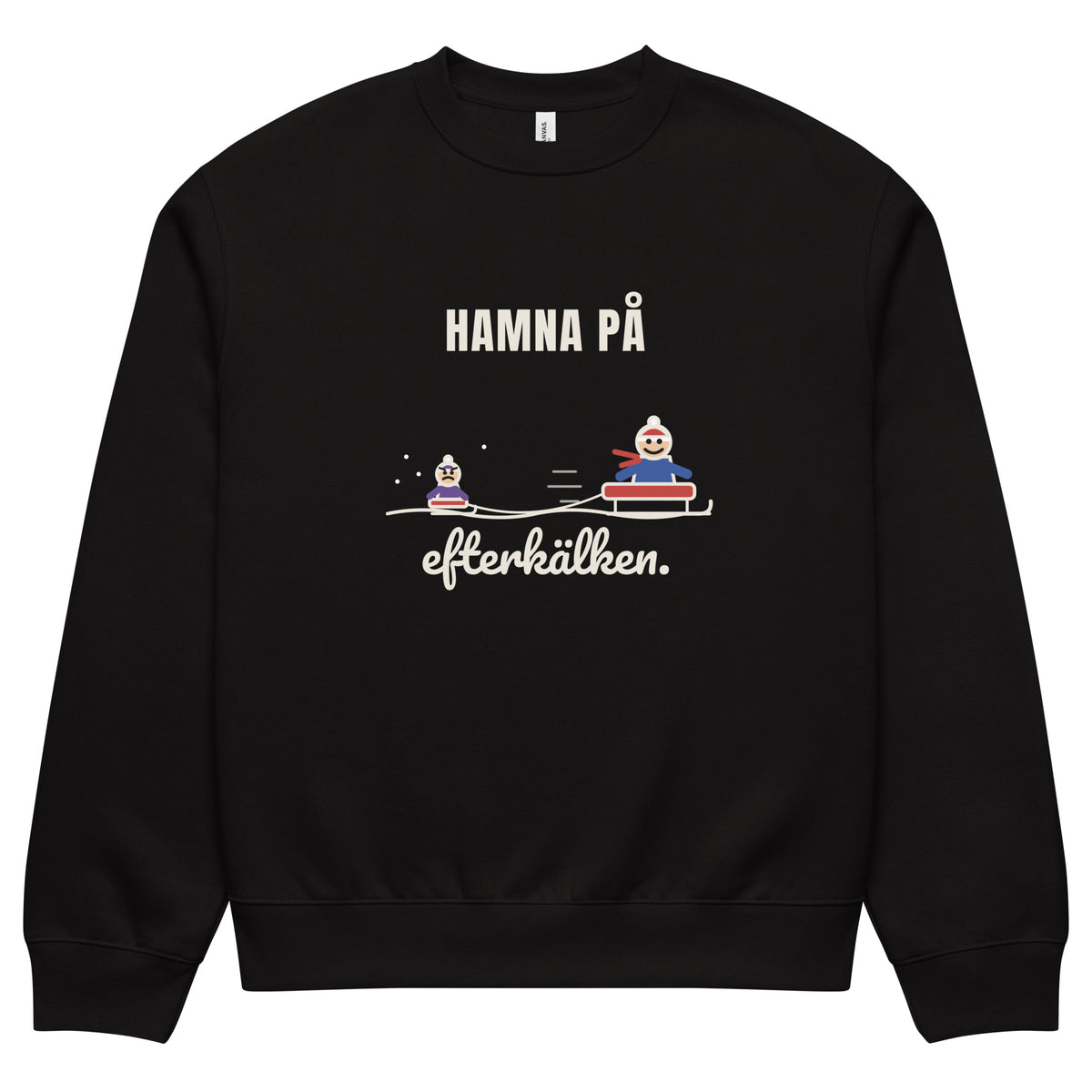 Hamna på efterkälken sweatshirt för herr i svart, framsida