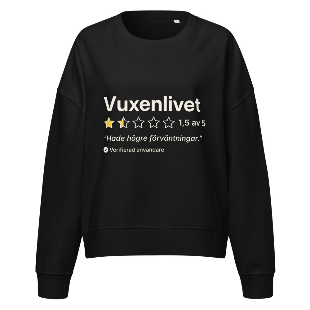 Vuxenlivet sweatshirt för dam i svart, framsida