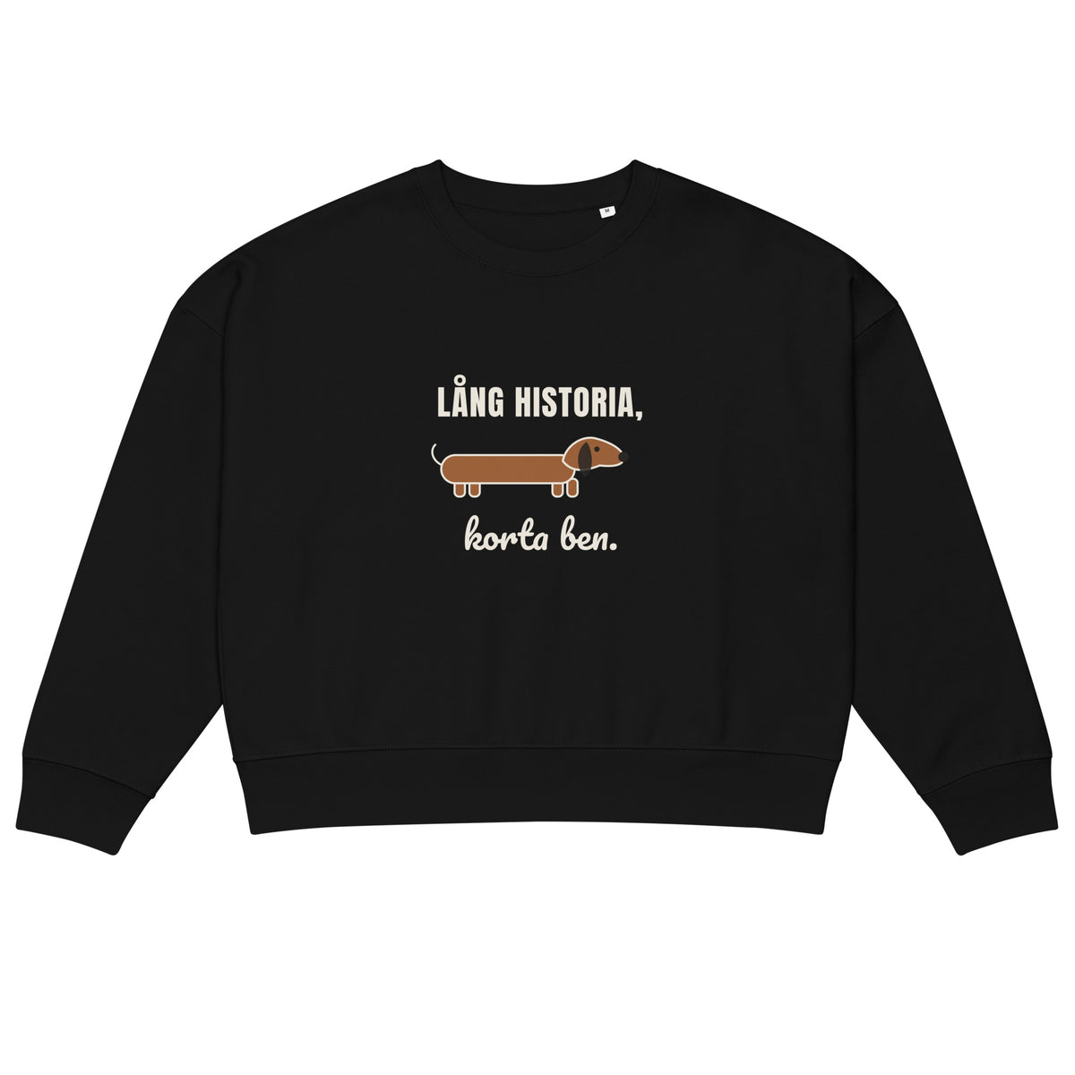 Lång historia sweatshirt för dam i svart, framsida
