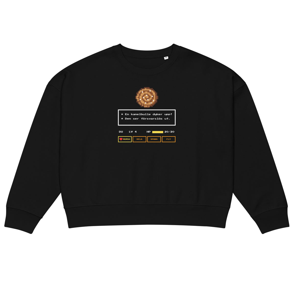 Kanelbulle sweatshirt för dam i svart, framsida