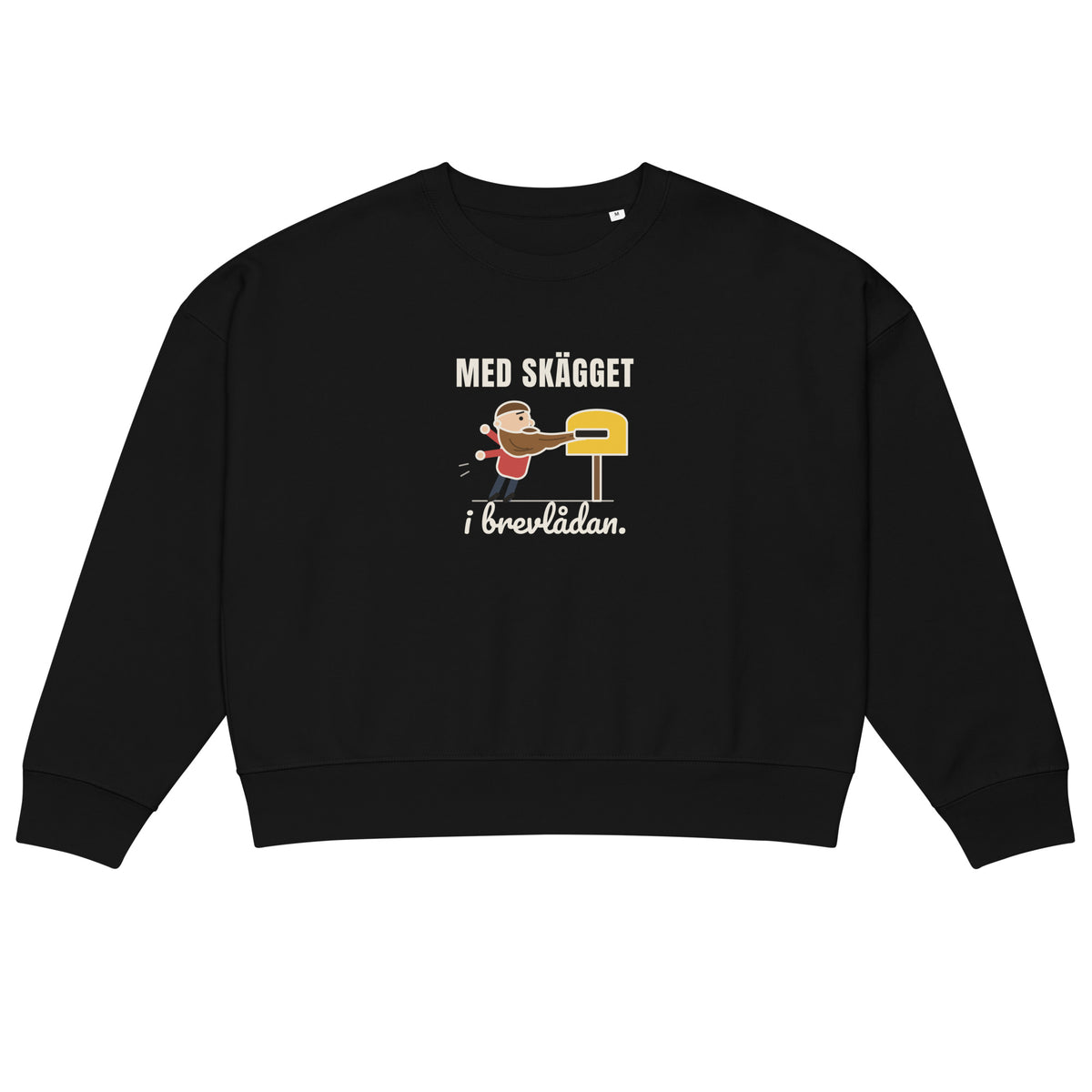 Med skägget i brevlådan sweatshirt för dam i svart, framsida