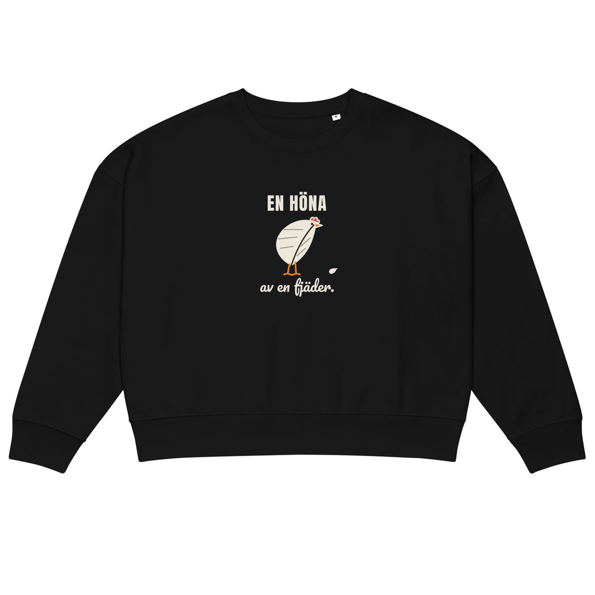 En höna av en fjäder sweatshirt för dam i svart, framsida