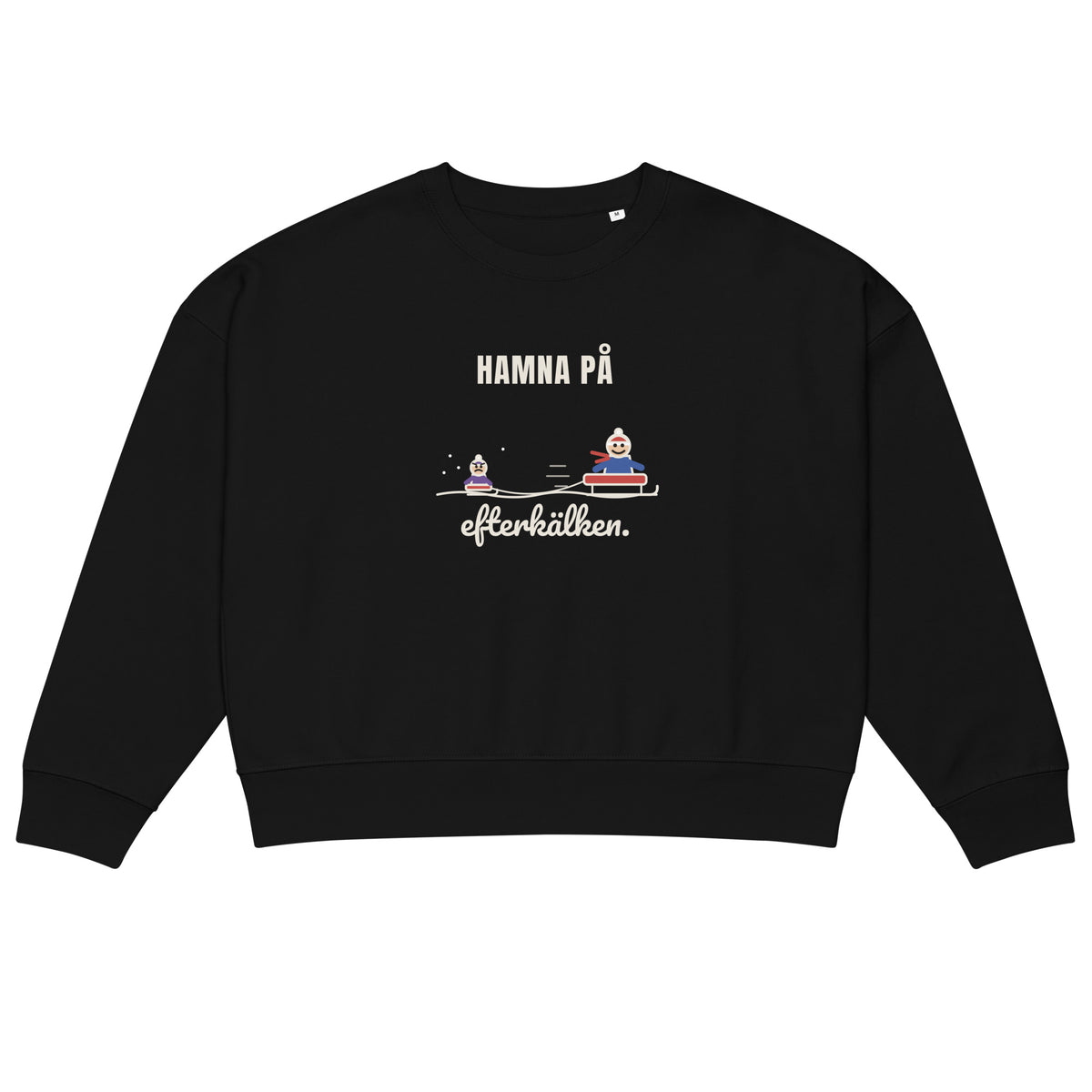 Hamna på efterkälken sweatshirt för dam i svart, framsida