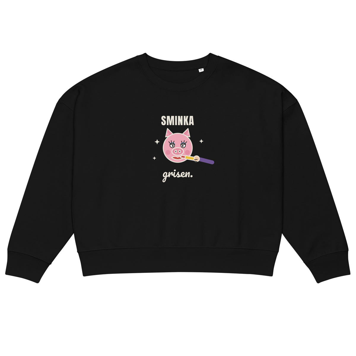 Sminka grisen sweatshirt för dam i svart, framsida