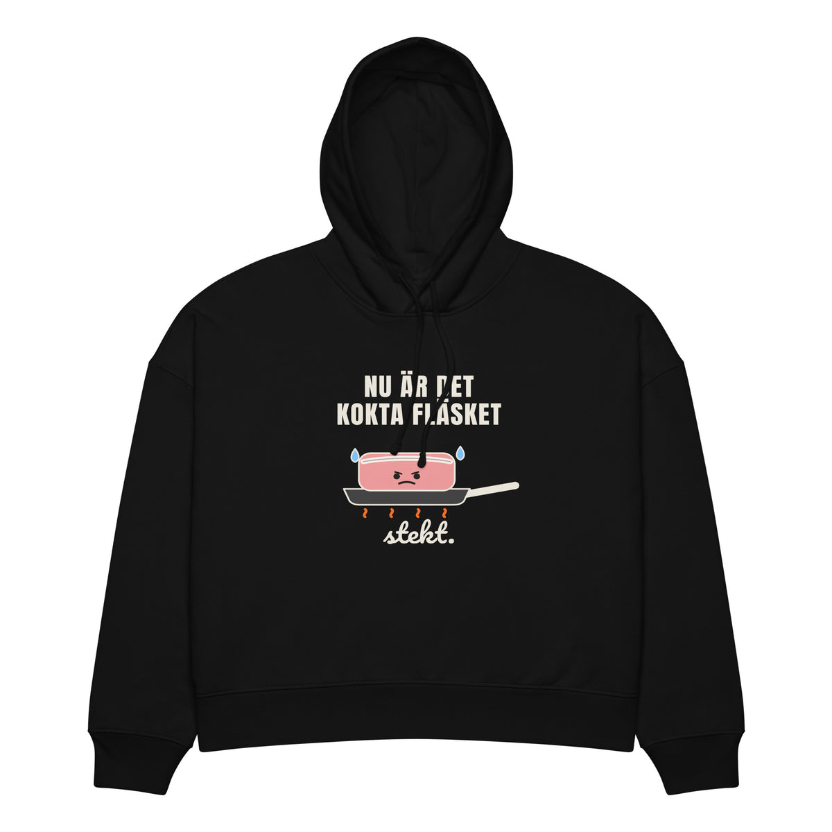Kokta fläsket Hoodie för dam i svart, framsida