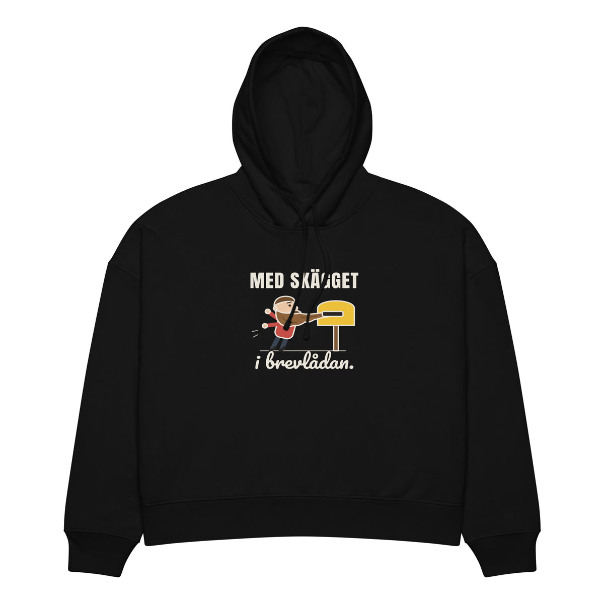 Med skägget i brevlådan Hoodie för dam i svart, framsida