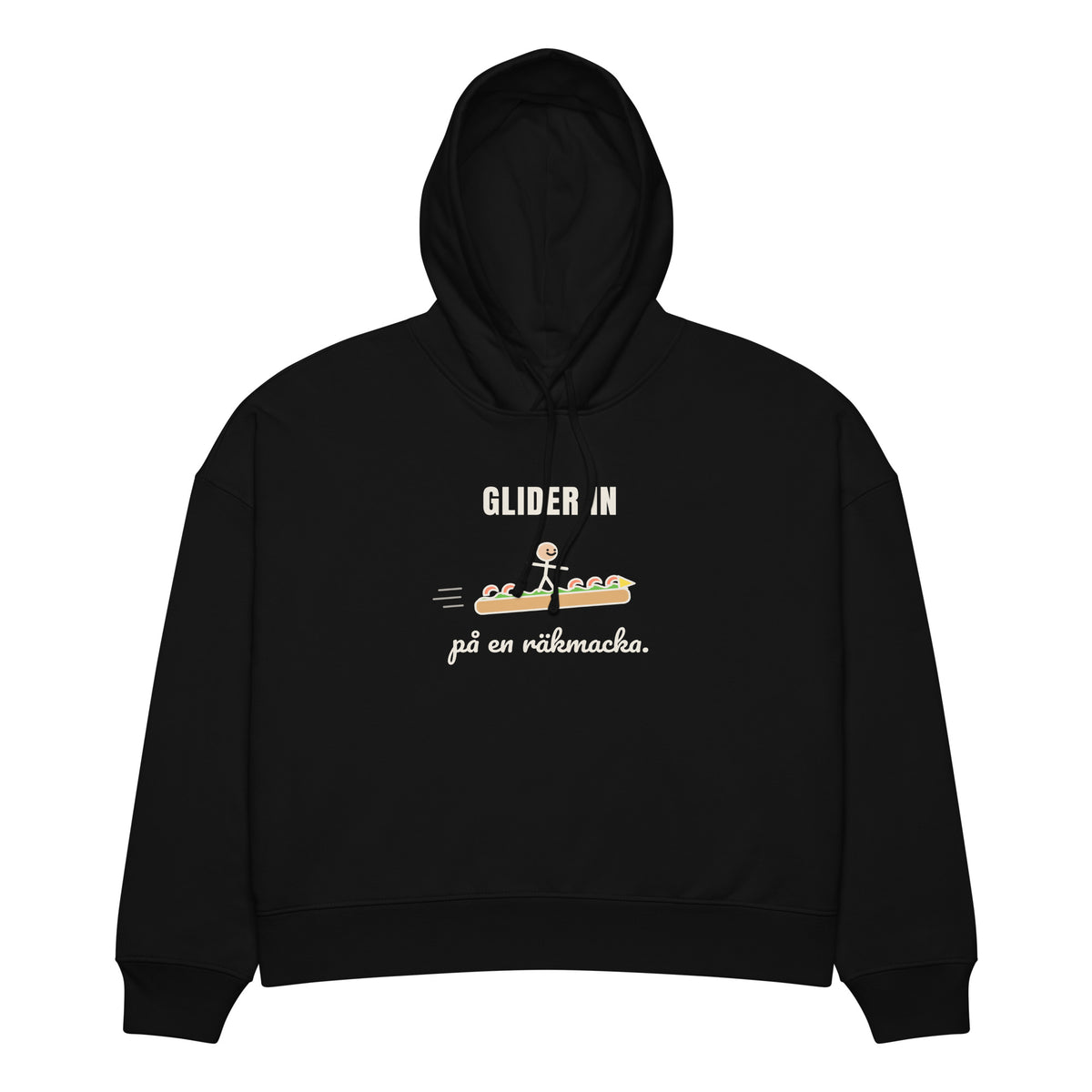Räkmacka Hoodie för dam i svart, framsida