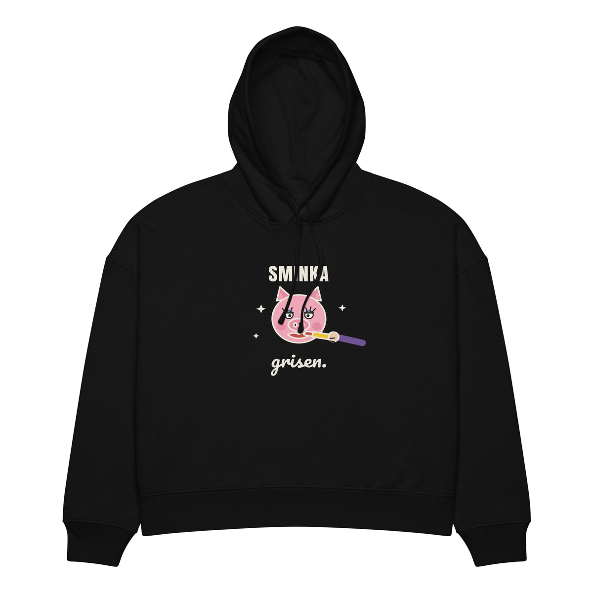 Sminka grisen Hoodie för dam i svart, framsida